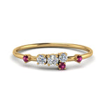 Load image into Gallery viewer, asymmetric-diamond-promise-ring-with-pink-sapphire-in-14K-yellow-gold-FD8354RORGSADRPI-NL-YG
