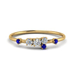 Load image into Gallery viewer, asymmetric-diamond-promise-ring-with-sapphire-in-14K-yellow-gold-FD8354RORGSABL-NL-YG
