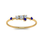 Load image into Gallery viewer, asymmetric-diamond-promise-ring-with-sapphire-in-14K-yellow-gold-FD8354RORGSABL-NL-YG
