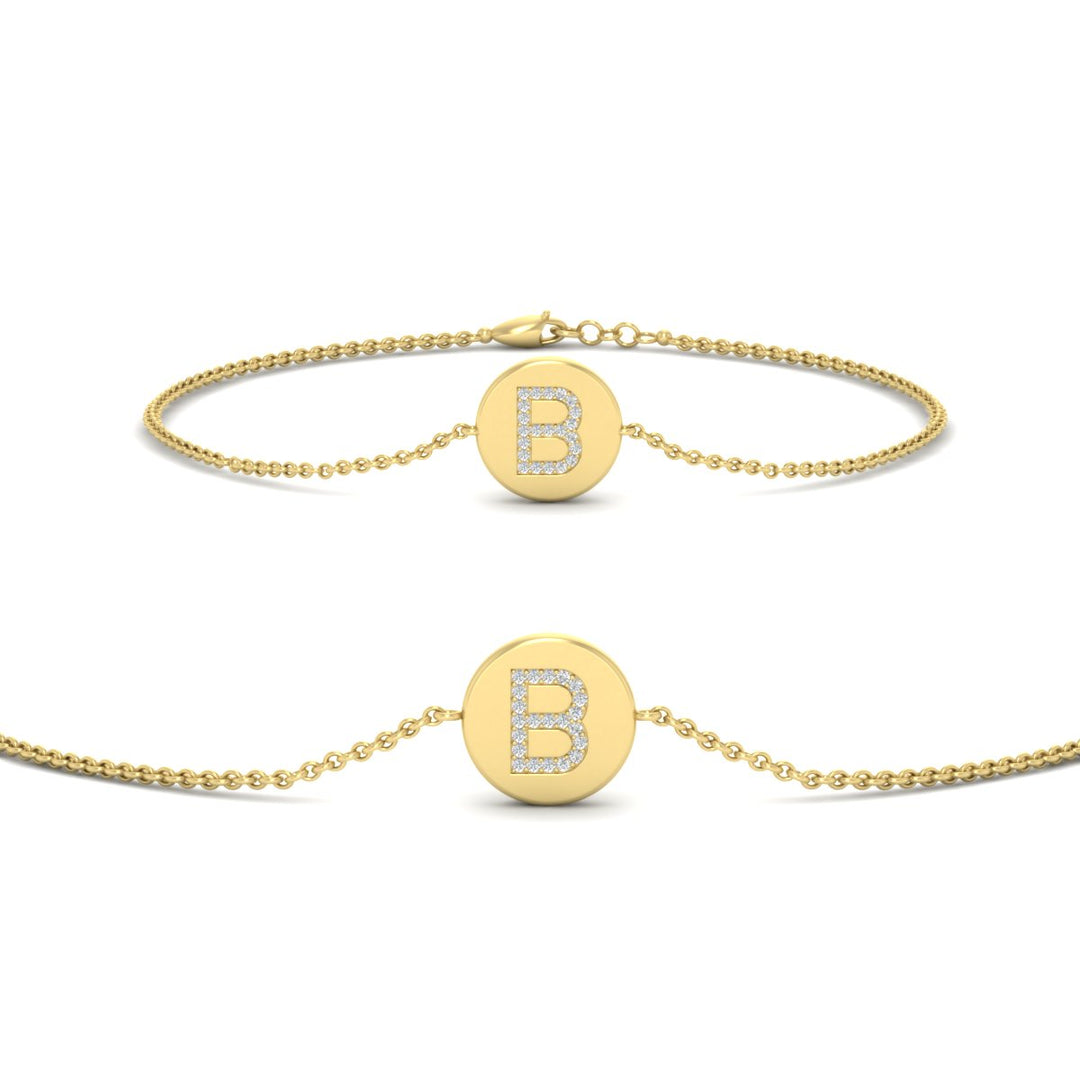 Alphabet disc diamond bracelet