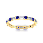 Load image into Gallery viewer, baguette-and-round-diamond-band-with-blue-sapphire-in-yellow-gold-fdewb318gsablangle5-nl-yg
