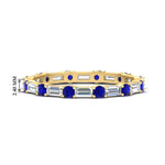 Load image into Gallery viewer, baguette-and-round-diamond-band-with-blue-sapphire-in-yellow-gold-fdewb318gsablsleep-nl-yg-hw
