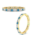 Load image into Gallery viewer, baguette-and-round-diamond-band-with-blue-topaz-in-yellow-gold-fdewb318gicbltoangle3-nl-yg

