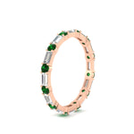 Load image into Gallery viewer, baguette-and-round-diamond-band-with-emerald-in-rose-gold-fdewb318gemgrangle2-nl-rg
