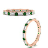 Load image into Gallery viewer, baguette-and-round-diamond-band-with-emerald-in-rose-gold-fdewb318gemgrangle3-nl-rg