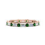 Load image into Gallery viewer, baguette-and-round-diamond-band-with-emerald-in-rose-gold-fdewb318gemgrsleep-nl-rg
