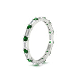 Load image into Gallery viewer, baguette-and-round-diamond-band-with-emerald-in-white-gold-fdewb318gemgrangle2-nl-wg
