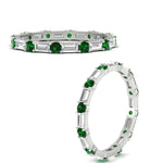 Load image into Gallery viewer, baguette-and-round-diamond-band-with-emerald-in-white-gold-fdewb318gemgrangle3-nl-wg
