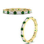 Load image into Gallery viewer, baguette-and-round-diamond-band-with-emerald-in-yellow-gold-fdewb318gemgrangle3-nl-yg

