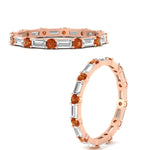 Load image into Gallery viewer, baguette-and-round-diamond-band-with-orange-sapphire-in-rose-gold-fdewb318gsaorangle3-nl-rg
