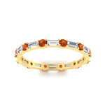 Load image into Gallery viewer, baguette-and-round-diamond-band-with-orange-sapphire-in-yellow-gold-fdewb318gsaorangle5-nl-yg
