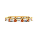 Load image into Gallery viewer, baguette-and-round-diamond-band-with-orange-sapphire-in-yellow-gold-fdewb318gsaorsleep-nl-yg
