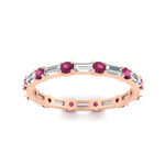 Load image into Gallery viewer, baguette-and-round-diamond-band-with-pink-sapphire-in-rose-gold-fdewb318gsadrpiangle5-nl-rg

