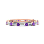 Load image into Gallery viewer, baguette-and-round-diamond-band-with-purple-topaz-in-rose-gold-fdewb318gvitosleep-nl-rg
