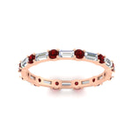 Load image into Gallery viewer, baguette-and-round-diamond-band-with-ruby-in-rose-gold-fdewb318grudrangle5-nl-rg
