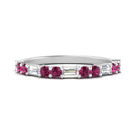 Load image into Gallery viewer, Baguette And Round Thin Stack Band
