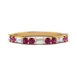 Load image into Gallery viewer, Baguette And Round Thin Stack Band
