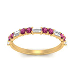 Load image into Gallery viewer, Baguette And Round Thin Stack Band
