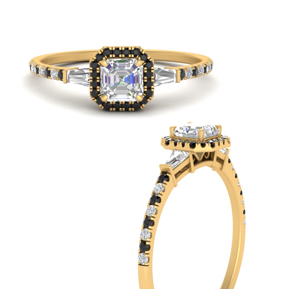 baguette-asscher-cut-halo-accented-black-diamond-engagement-ring-in-yellow-gold-FD10047ASRGBLACKANGLE3-NL-YG