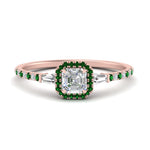 Load image into Gallery viewer, baguette-asscher-cut-halo-accented-emerald-engagement-ring-in-rose-gold-FD10047ASRGEMGR-NL-RG