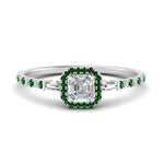 Load image into Gallery viewer, baguette-asscher-cut-halo-accented-emerald-engagement-ring-in-white-gold-FD10047ASRGEMGR-NL-WG
