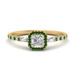 Load image into Gallery viewer, baguette-asscher-cut-halo-accented-emerald-engagement-ring-in-yellow-gold-FD10047ASRGEMGR-NL-YG