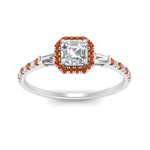Load image into Gallery viewer, baguette-asscher-cut-halo-accented-orange-sapphire-engagement-ring-in-white-gold-FD10047ASRGSAORANGLE5-NL-WG