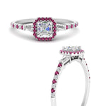 Load image into Gallery viewer, baguette-asscher-cut-halo-accented-pink-sapphire-engagement-ring-in-white-gold-FD10047ASRGSADRPIANGLE3-NL-WG