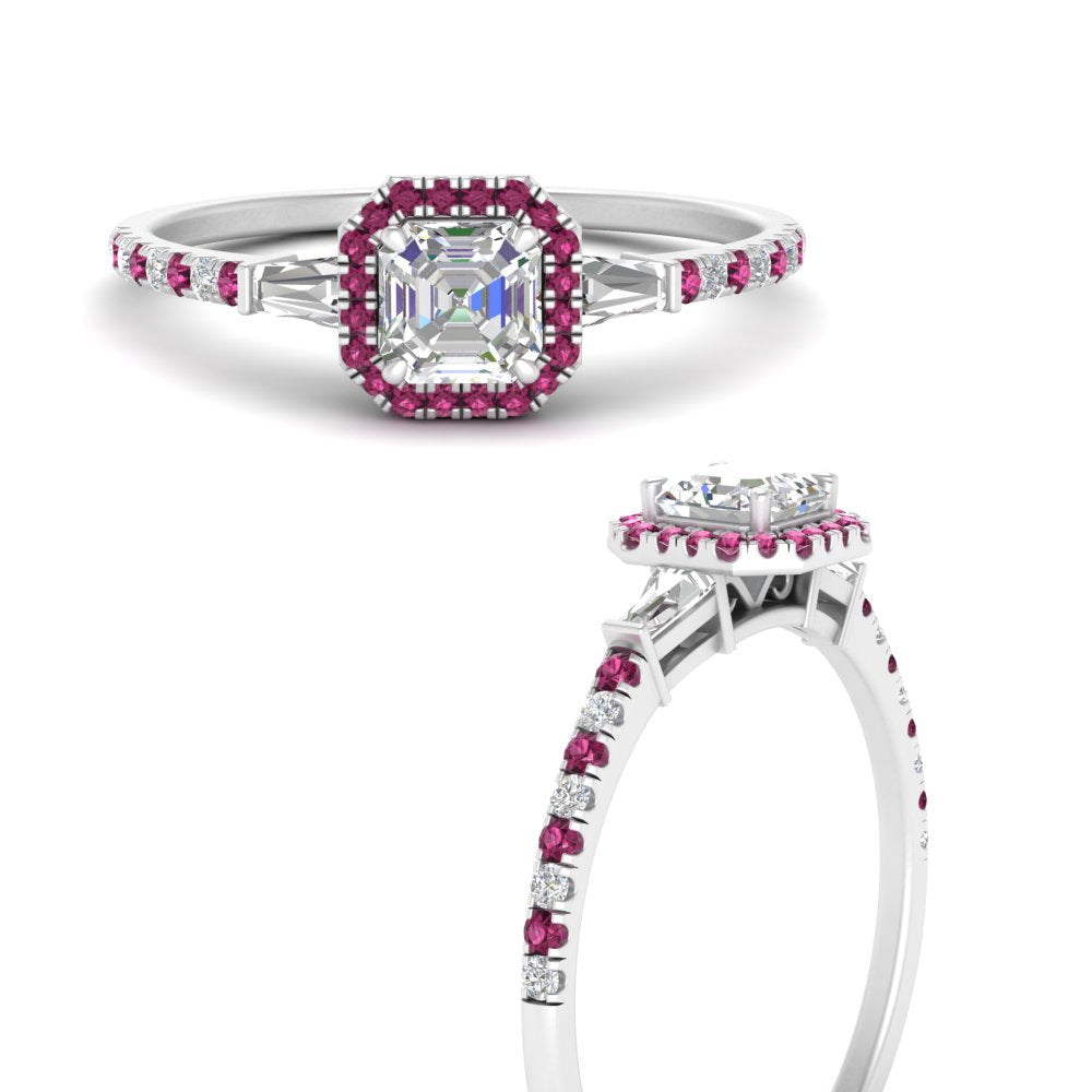 baguette-asscher-cut-halo-accented-pink-sapphire-engagement-ring-in-white-gold-FD10047ASRGSADRPIANGLE3-NL-WG