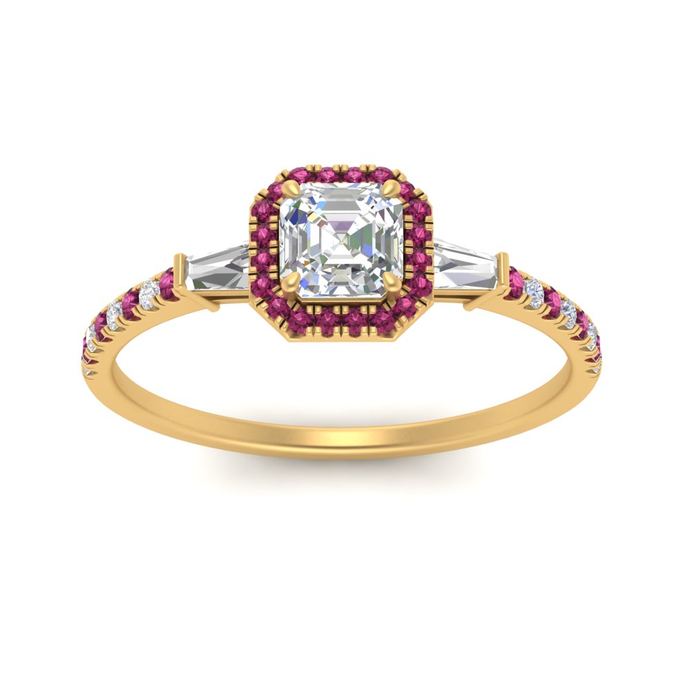 baguette-asscher-cut-halo-accented-pink-sapphire-engagement-ring-in-yellow-gold-FD10047ASRGSADRPIANGLE5-NL-YG
