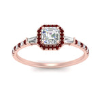 Load image into Gallery viewer, baguette-asscher-cut-halo-accented-ruby-engagement-ring-in-rose-gold-FD10047ASRGRUDRANGLE5-NL-RG
