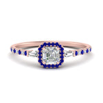 Load image into Gallery viewer, baguette-asscher-cut-halo-accented-sapphire-engagement-ring-in-rose-gold-FD10047ASRGSABL-NL-RG