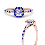 Load image into Gallery viewer, baguette-asscher-cut-halo-accented-sapphire-engagement-ring-in-rose-gold-FD10047ASRGSABLANGLE3-NL-RG