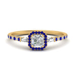 Load image into Gallery viewer, baguette-asscher-cut-halo-accented-sapphire-engagement-ring-in-yellow-gold-FD10047ASRGSABL-NL-YG