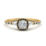 Load image into Gallery viewer, baguette-cushion-cut-halo-accented-black-diamond-engagement-ring-in-yellow-gold-FD10047CURGBLACK-NL-YG