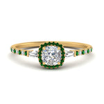Load image into Gallery viewer, baguette-cushion-cut-halo-accented-emerald-engagement-ring-in-yellow-gold-FD10047CURGEMGR-NL-YG