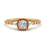 Load image into Gallery viewer, baguette-cushion-cut-halo-accented-orange-sapphire-engagement-ring-in-yellow-gold-FD10047CURGSAOR-NL-YG