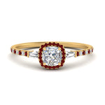 Load image into Gallery viewer, baguette-cushion-cut-halo-accented-ruby-engagement-ring-in-yellow-gold-FD10047CURGRUDR-NL-YG