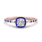 Load image into Gallery viewer, baguette-cushion-cut-halo-accented-sapphire-engagement-ring-in-rose-gold-FD10047CURGSABL-NL-RG