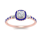 Load image into Gallery viewer, baguette-cushion-cut-halo-accented-sapphire-engagement-ring-in-rose-gold-FD10047CURGSABLANGLE5-NL-RG