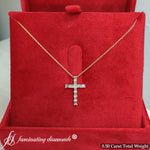 Load image into Gallery viewer, baguette-cut-diamond-cross-pendant-in-14k-yellow-gold-FDPD10798