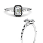 Load image into Gallery viewer, baguette-emerald-cut-halo-accented-black-diamond-engagement-ring-in-white-gold-FD10047EMRGBLACKANGLE3-NL-WG
