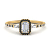 Load image into Gallery viewer, baguette-emerald-cut-halo-accented-black-diamond-engagement-ring-in-yellow-gold-FD10047EMRGBLACK-NL-YG
