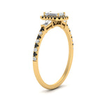 Load image into Gallery viewer, baguette-emerald-cut-halo-accented-black-diamond-engagement-ring-in-yellow-gold-FD10047EMRGBLACKANGLE2-NL-YG