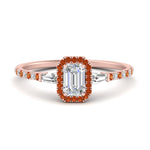 Load image into Gallery viewer, baguette-emerald-cut-halo-accented-orange-sapphire-engagement-ring-in-rose-gold-FD10047EMRGSAOR-NL-RG