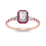 Load image into Gallery viewer, baguette-emerald-cut-halo-accented-pink-sapphire-engagement-ring-in-rose-gold-FD10047EMRGSADRPIANGLE5-NL-RG