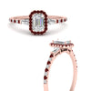 Load image into Gallery viewer, baguette-emerald-cut-halo-accented-ruby-engagement-ring-in-rose-gold-FD10047EMRGRUDRANGLE3-NL-RG
