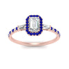 Load image into Gallery viewer, baguette-emerald-cut-halo-accented-sapphire-engagement-ring-in-rose-gold-FD10047EMRGSABLANGLE5-NL-RG