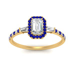 Load image into Gallery viewer, baguette-emerald-cut-halo-accented-sapphire-engagement-ring-in-yellow-gold-FD10047EMRGSABLANGLE5-NL-YG