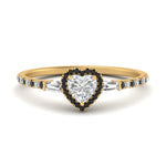 Load image into Gallery viewer, baguette-heart-shaped-halo-accented-black-diamond-engagement-ring-in-yellow-gold-FD10047HTRGBLACK-NL-YG